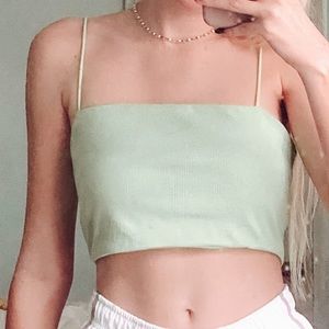green crop top